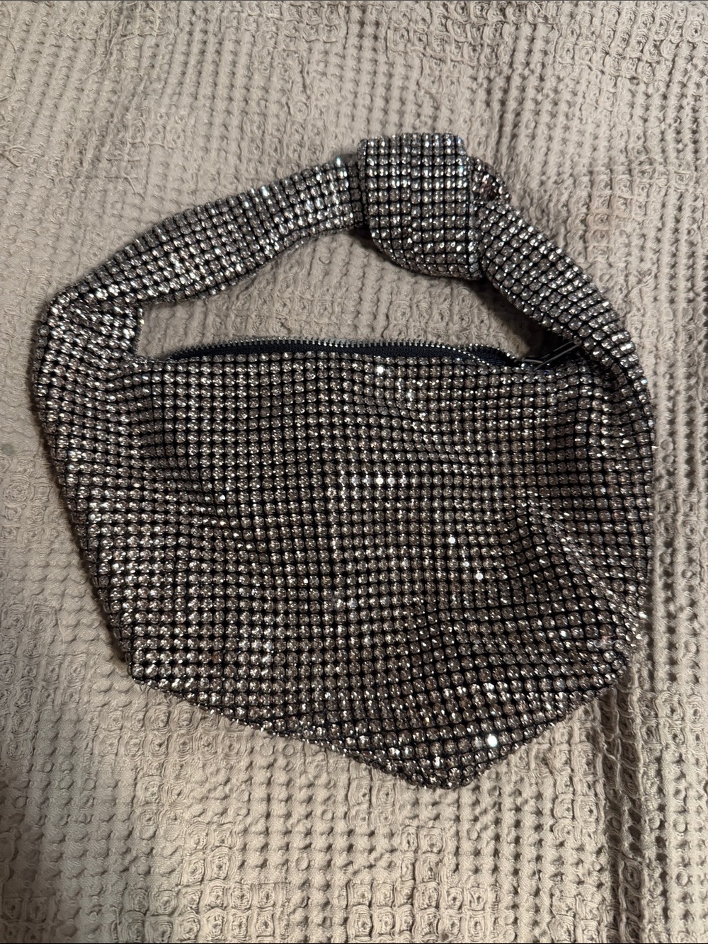 Urban Expressions Silver Rhinestone Knot-Handle Wristlet Clutch